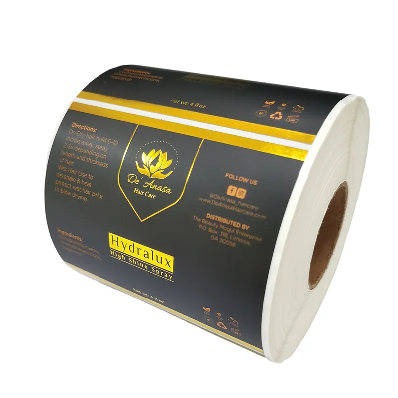 Custom Cosmetic Products Logo Label Design Glossy Vinyl Sticker Printing Packaging Labels