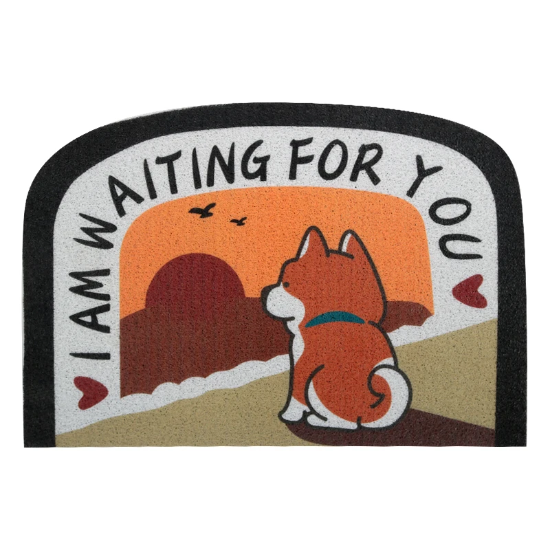 Cartoon Corgi Dog Pvc Coil Door Mat Anti Slip Dust Removal Cat Doormat Flower Carpet Rug Kitchen Mat Floor Mats