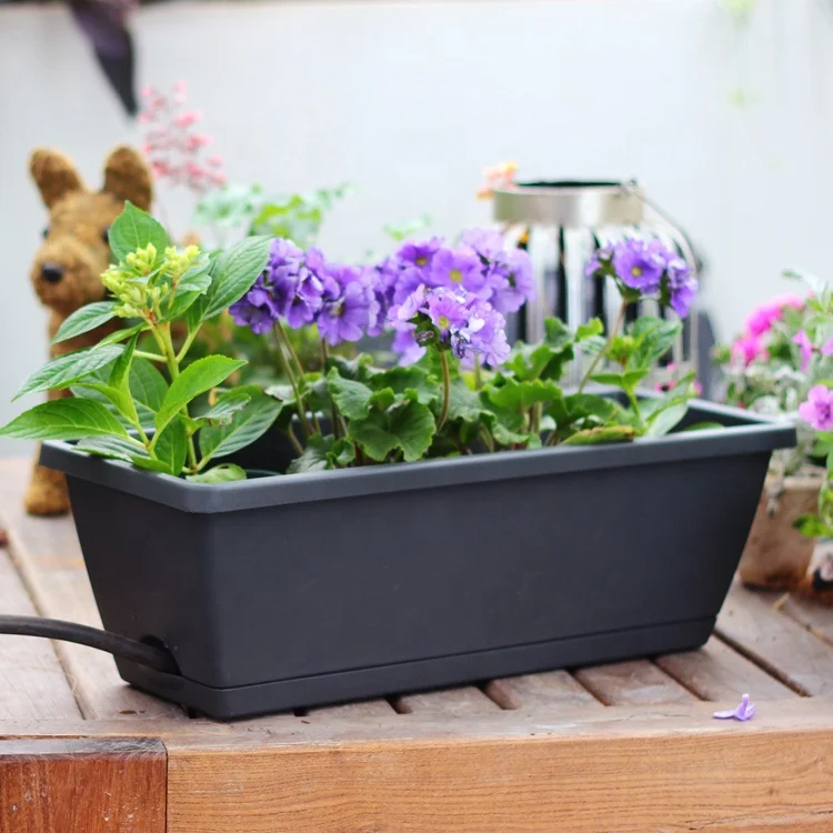 Nordic Modern Rectangular Window Flower Box Rectangle Outdoor Pot Self Balcony Planters With Tray Draining Hole