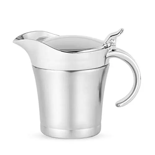 500ml Gravy jug Double Wall Stainless Steel Sauce Pot Jug with Spout Hinged Lid Dishwasher safe Insulated Gravy Boat