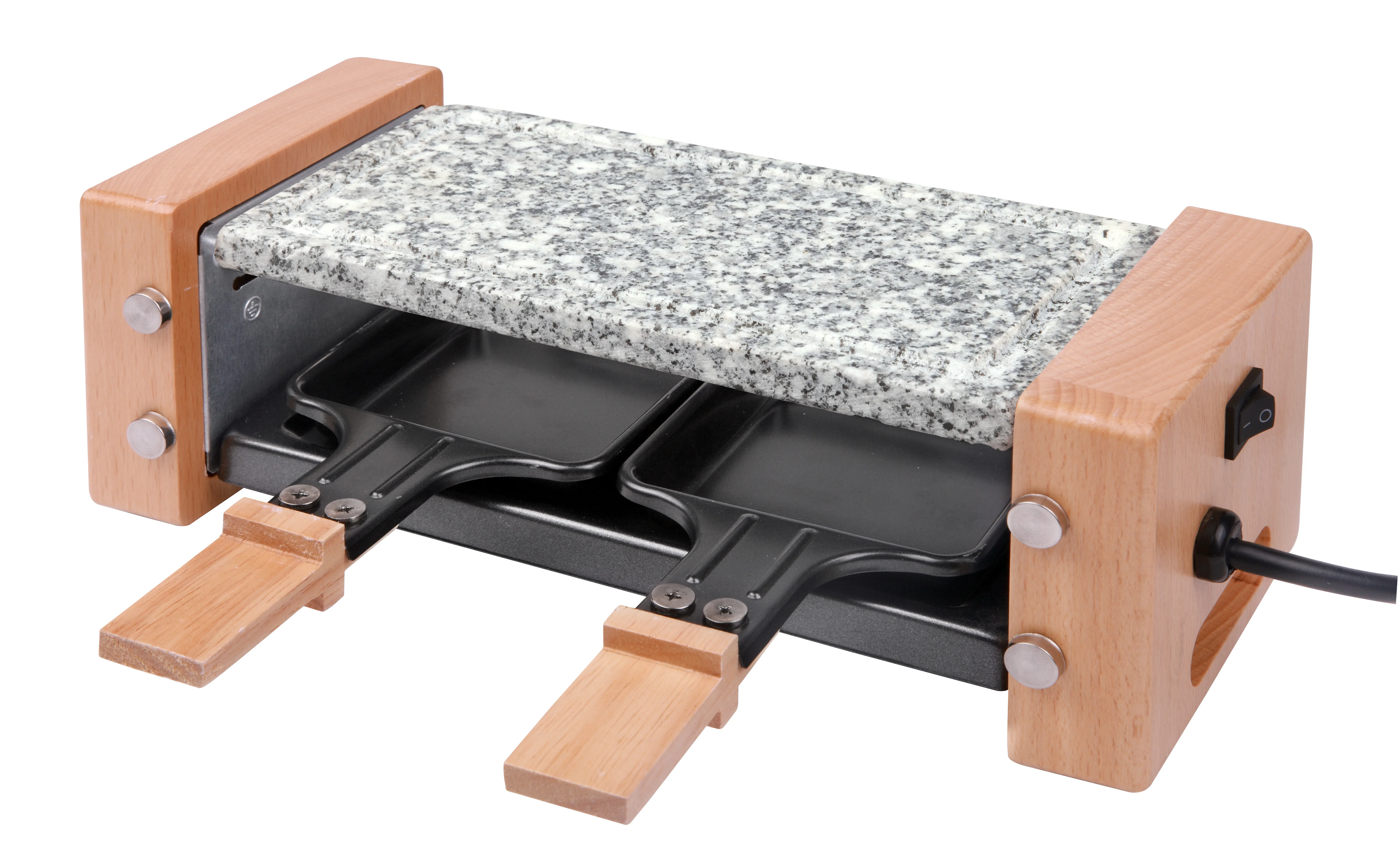 Mini raclette Grill  wood handle  real wood handle nature wood grill