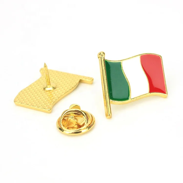 Italy Country Flag Enamel Pin In Stock National Metal Crafts Lapel Brooch Pins Tourist Travel Souvenir Event Promotional Gift