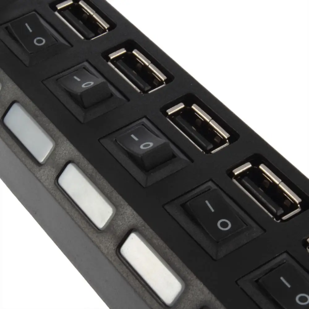 High Speed 7 Port USB 2.0 Multi Splitter Expansion Desktop HUB With LED Indicator ON/OFF Switch