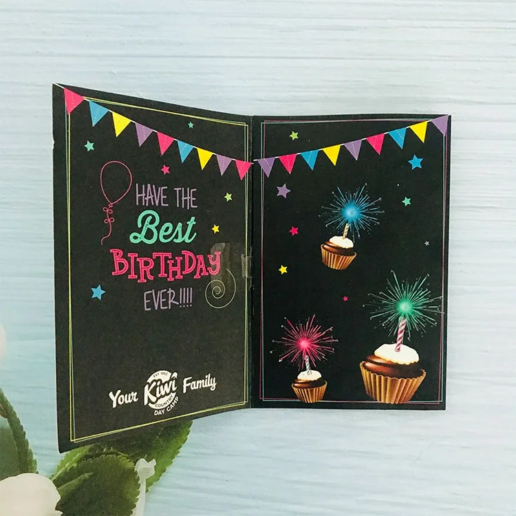 Hot sale cheap handmade happy birthday greeting card set with lights