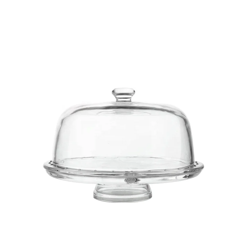 12inch Glass Round Plates Dinner Rectangle Dome Crystal Storage Decorative Cute Cake Plate With Stand and Lid