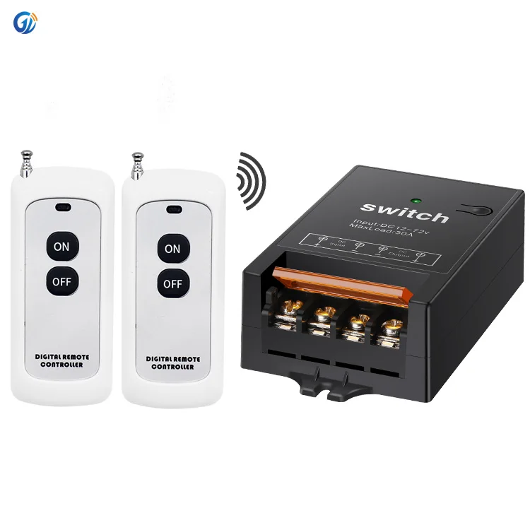 Learning Code DC rf 433Mhz 12v 24v 72v 40A Relay on off Light Transmitter Receiver Wireless Remote Control Switch for home motor