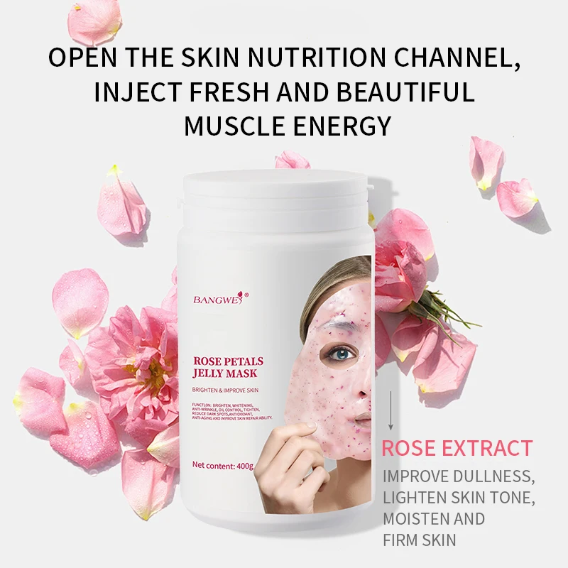 BANGWEI 400g OEM factory korean rose extract moisturizing oil control shrink powder face jelly mask