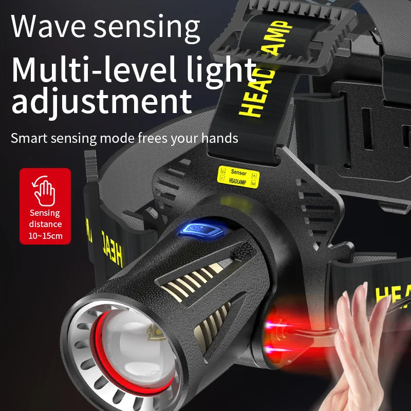5000LM XHP50 Powerful Zoom 180-degrees adjustable 18650 4-modes waterproof rechargeable usb led head torch headlights headlamp