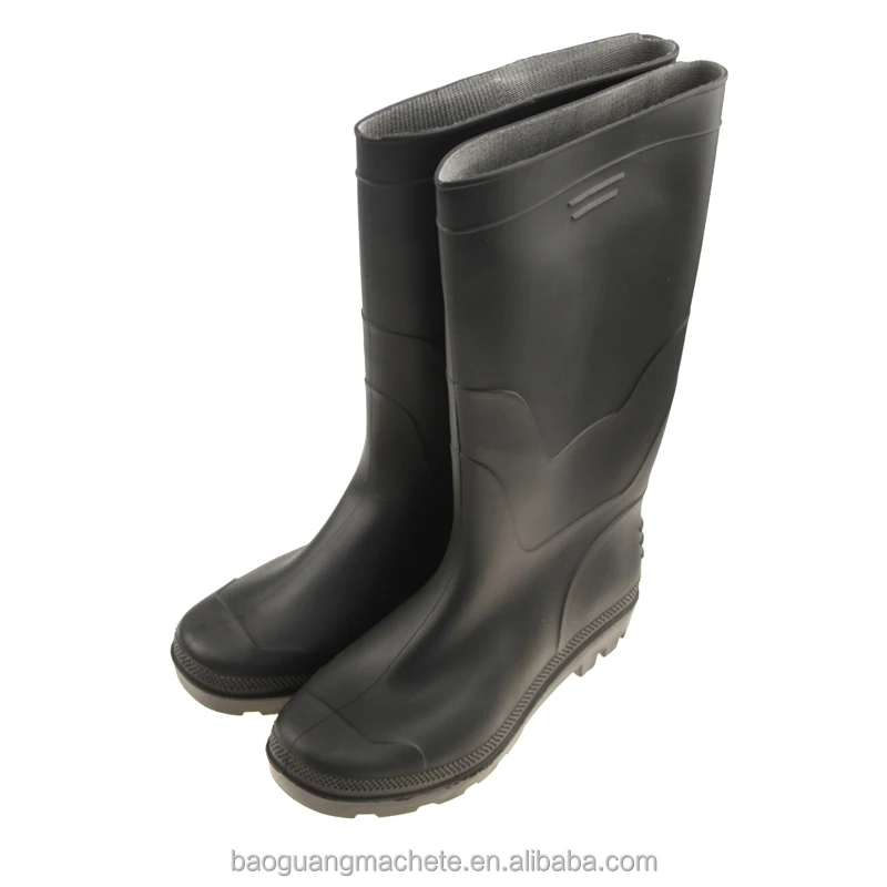 Waterproof anti slip oil acid resistant black cheap non safety plastic PVCrain boots for men
