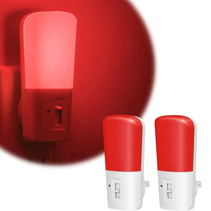 LOHAS Lovely Red Color Soft Lighting 1W US UK EU Plug in Type Red LED Night Light with Dusk to Dawn Light Sensor