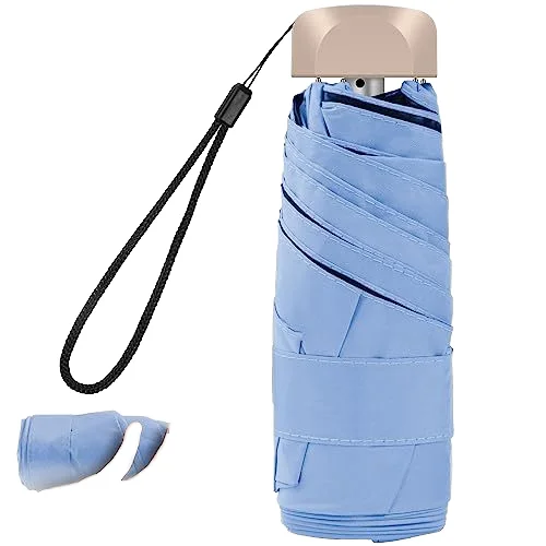 LS03 Mini Travel Compact Windproof 6ribs sun&rain Umbrella,Lightweight Small and Compact Suit for Pocket with Case.