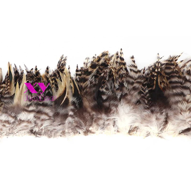 Cheap rooster saddle hackle feathers natural grey chinchilla hackle strung feathers
