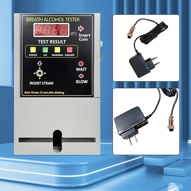 Adapter for EU or U.S. Plug, Manufacturer Fuel Cell-Breathalyzer Vending Machine - Wall-mount Coin Alcohol Breath Tester, AT-819