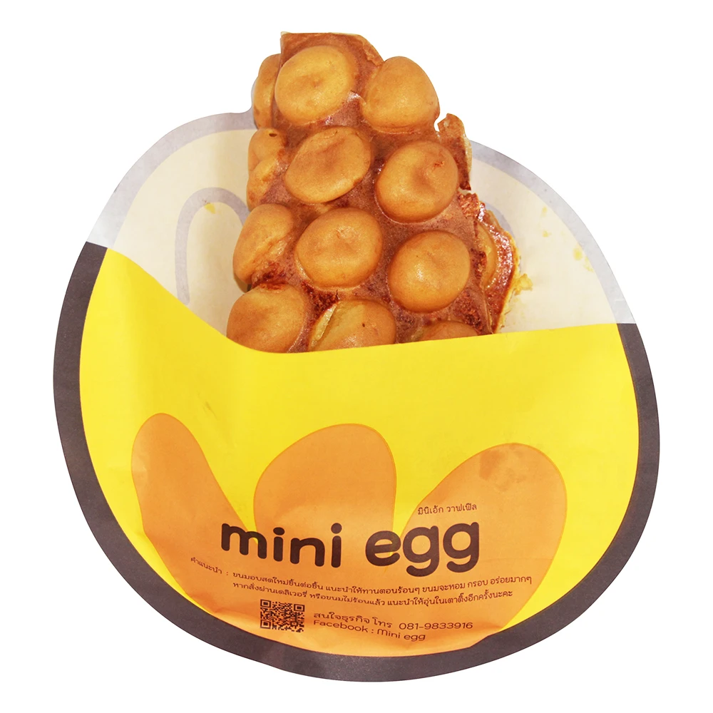 eco friendly custom cheap plastic inside waterproof Takeaway Hongkong egg waffle Paper bag