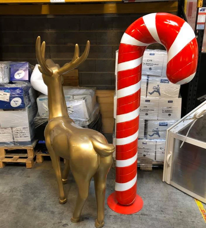 10-Foot Fiberglass Candy Cane Walking Stick Large Outdoor Christmas Decorations Painted Christmas Supplies in Box Packaging