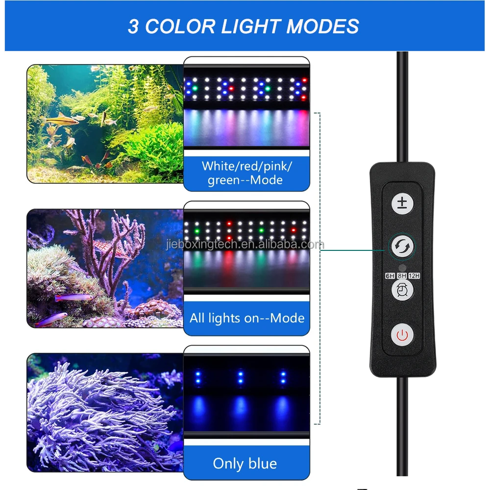 17W Full Spectrum Aquarium LED Light with 10 Levels of Brightness,  Timer function, RGB Light for 16-24inch freshwater fish tank