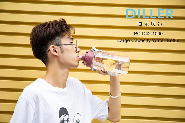 promotional bpa-free custom logo plastic water bottles with straw