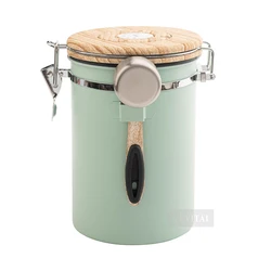 Custom Kitchen Storage Can Set Of Jar Coffee Tea Sugar Stainless Steel Metal Canister Sets With Wooden Lid