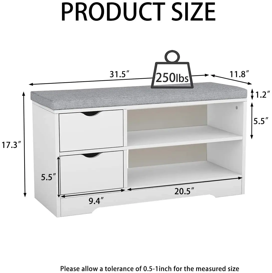  Shoe Storage Bench with Seating entryway Wooden Cabinet Drawers for Entryway Hallway
