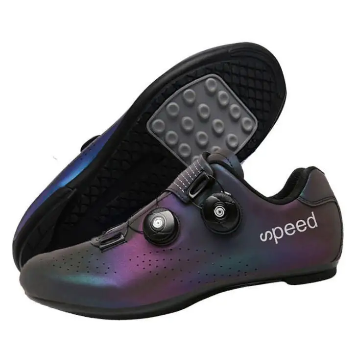 
Factory Wholesale Reflective Gradient Road Bike Lockless Shoes Men Women unlocked Cycling Shoes unlocked bike shoes 