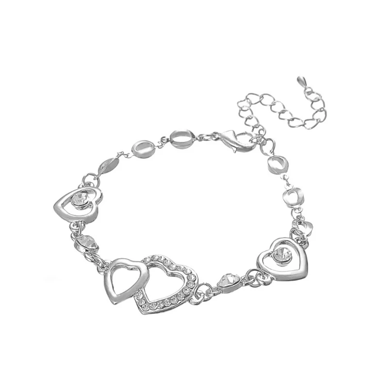 2019 Newest High Grade Chain Silver Plated Heart Guess Bracelet For Women Girls