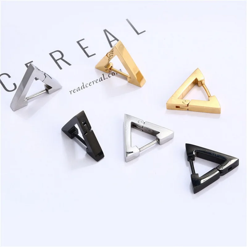 1pcs Exquisite Triangle Square Ear Clip On Earrings Fashion Punk Hip Hop Party Jewelry Stainless Steel Earings for women