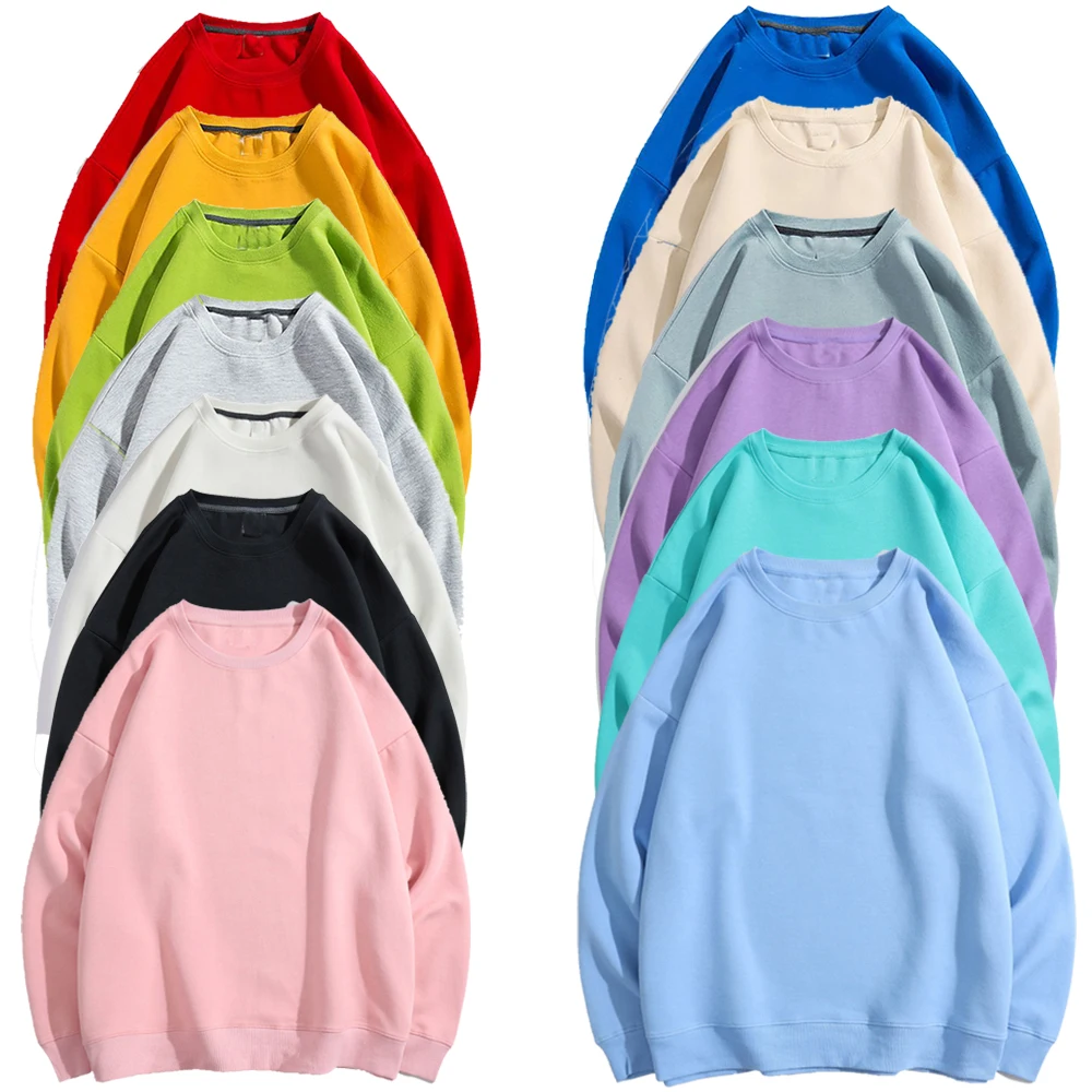 
custom quality oversized crewneck drop shoulder women sweatshirt unisex printed plain blank black hoodies 100% cotton in bulk 