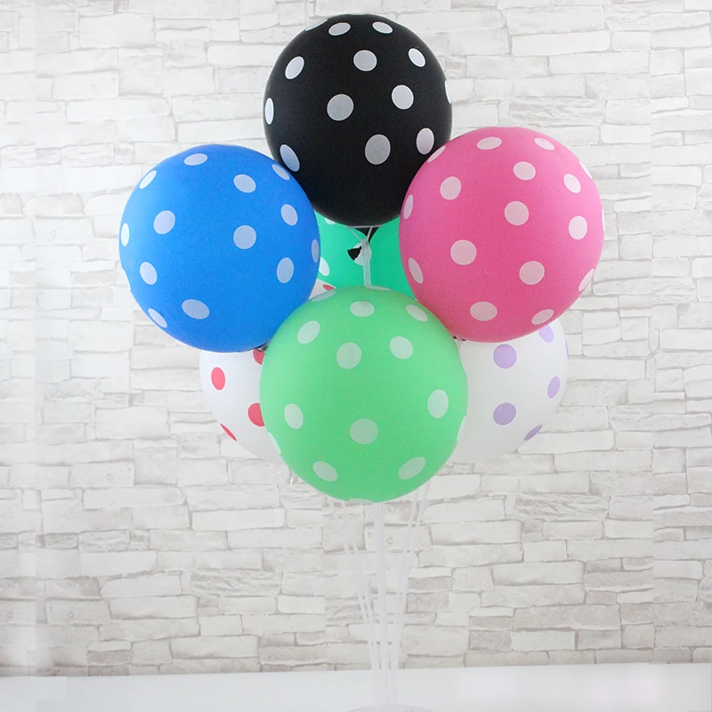 Wholesale 12 inch color round wave dot printing blue sky white latex balloon party supplies Birthday Balloon