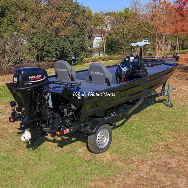 15ft Welded Aluminum Jon Boat with Side Console Bass Boat River Fishing Boats