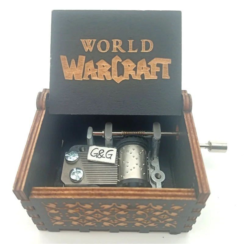 Custom Wooden Hand Crank Music Box Black Music Boxes World Warcraft Music Box