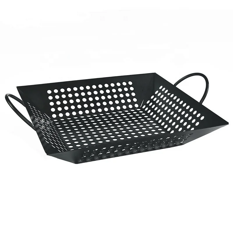 Amazon Hot Selling Stainless Steel Grill Basket Accessories BBQ Grill Basket For Non-Stick Grill Basket