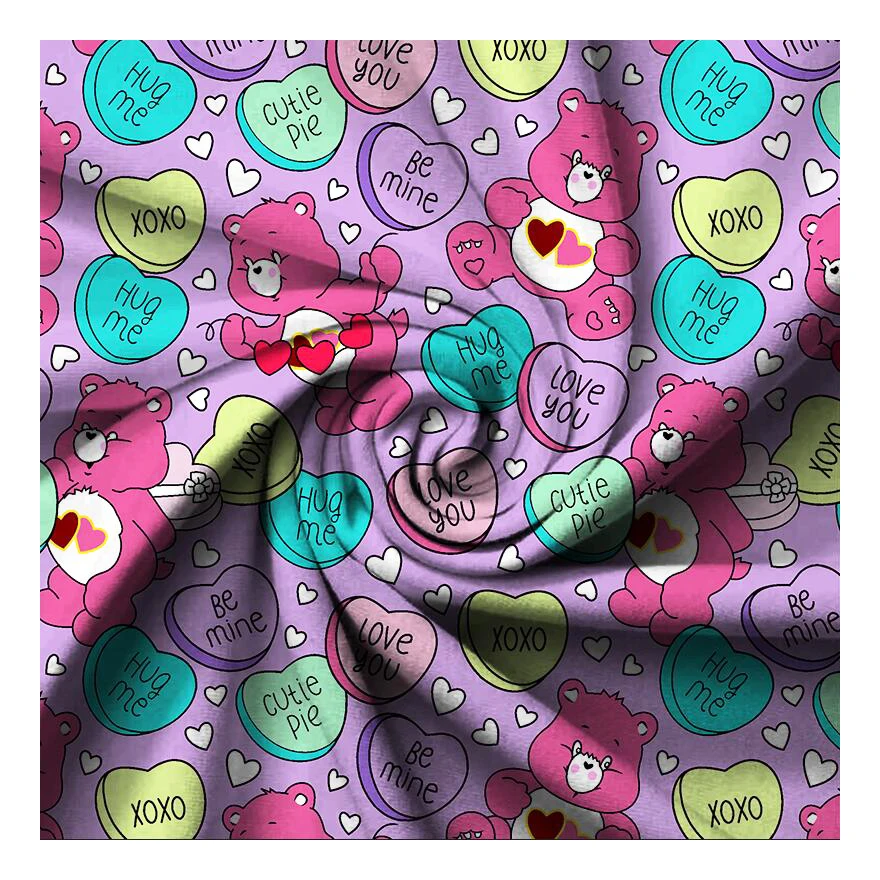 The factory out popular bear cartoon custom digital printing cotton lycra fabric for baby clothing