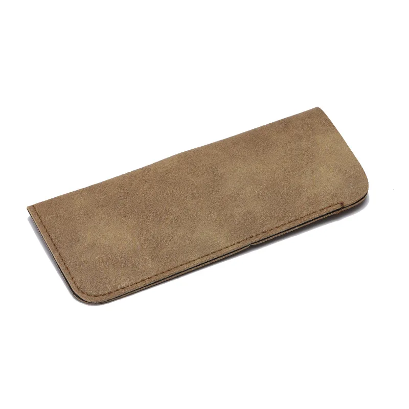 Portable Leather Soft Glasses Case Eyeglasses Bag for Women Men Brown Gray Glasses Eyewear Pouch