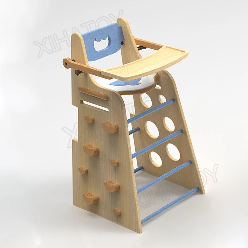 XIHA Portable Folding Multifunction High Chair Baby Dining Chair Wooden High Chair Adjustable Height Feeding Table