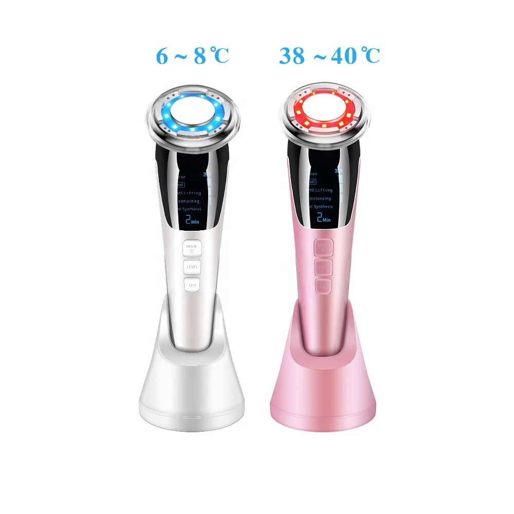 2022 EMS Facial Massager LED light therapy Sonic Vibration Wrinkle Removal Skin Tightening Hot Cool Treatment Beauty Device