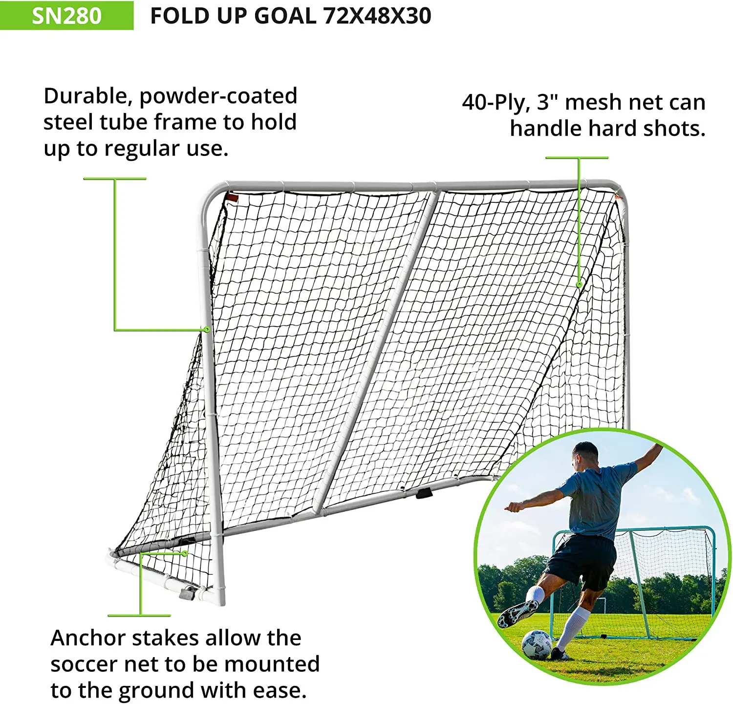 Fold Up Portable Soccer Goal Net for Adult Child Garden Outdoor Sports