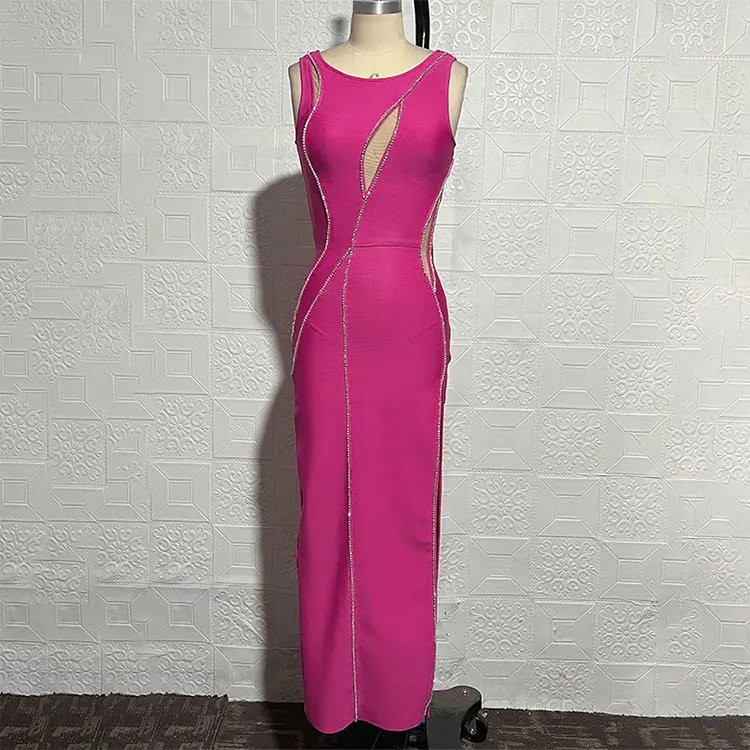 SB2297 New Trend Woman Fashion Sexy Long Elegant Plus Diamond Dress Women Crystal Bandage Dress