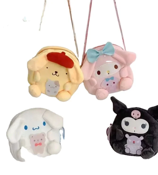 My Melody Anime Backpack Cinamon Roll Plush Handbag for Mommy Cute Mochila Bag