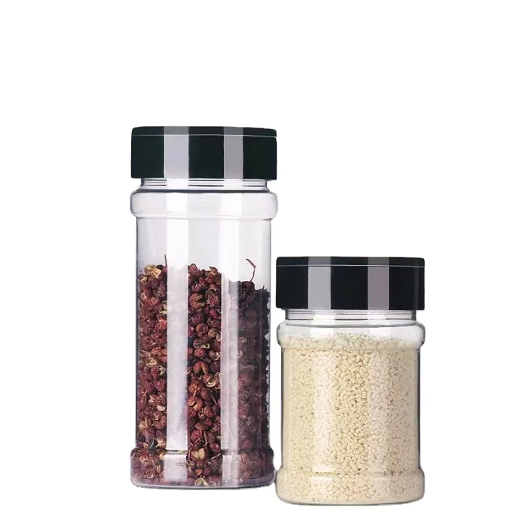 Мини Прозрачная пластиковая банка для специй из ПЭТ, кухонная бутылка для приправ Чили с откидной крышкой