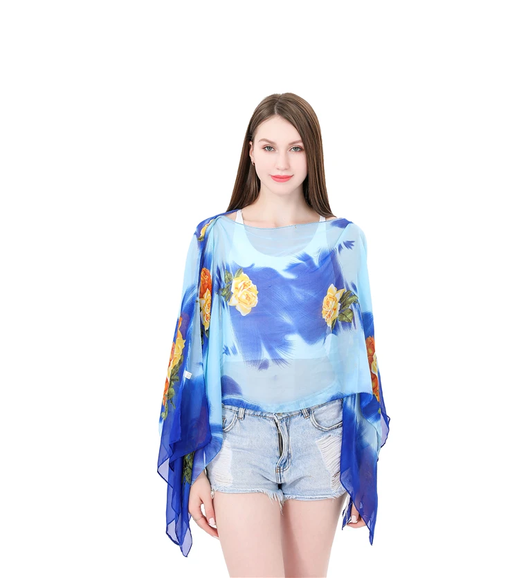
Hot selling design floral chiffon shawl excellent quality chiffon shawl printed 