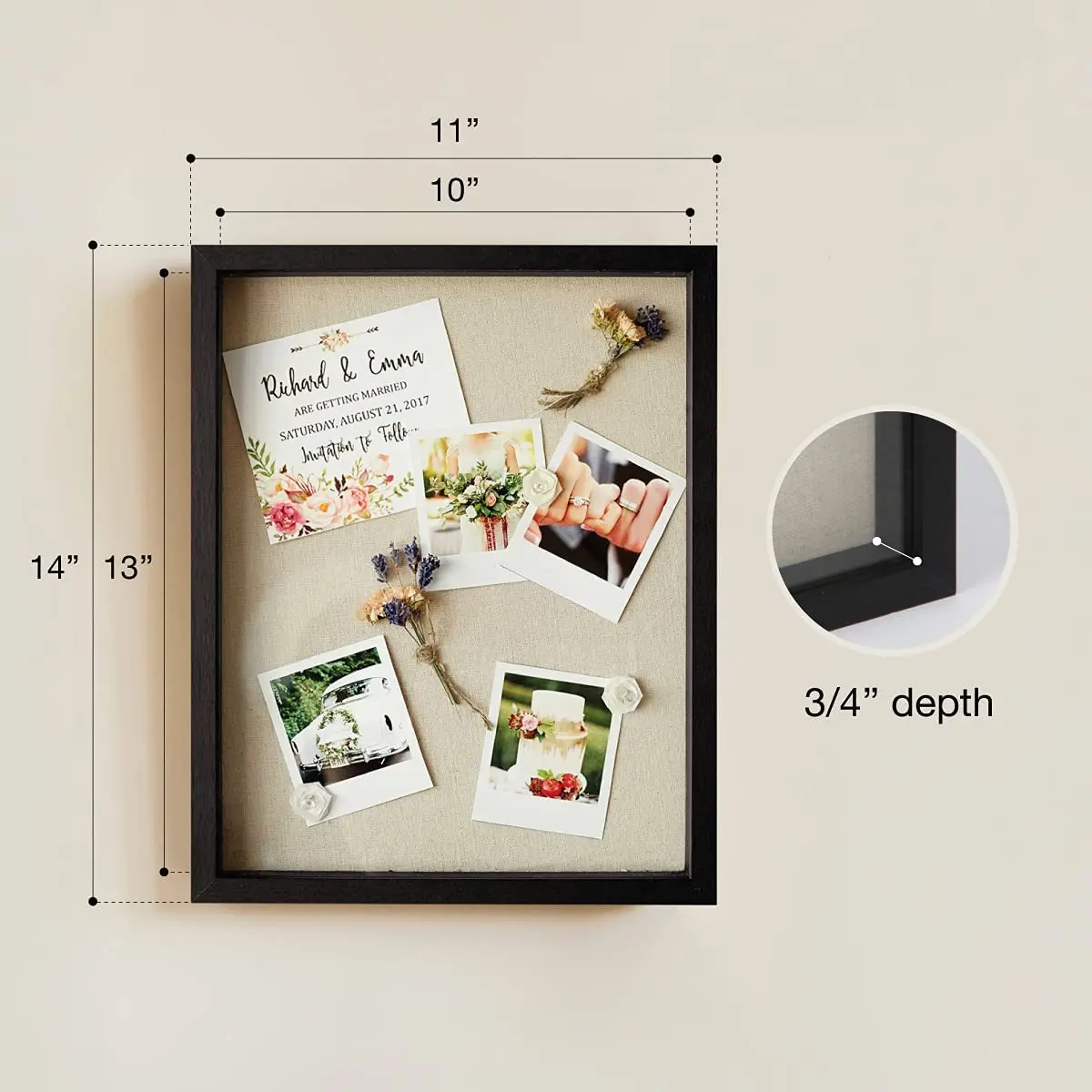 Graduation Baby Wedding Military Art Memory Box Wood & Glass Shadowbox 3D Deep Display Case Shadow Box With Flower