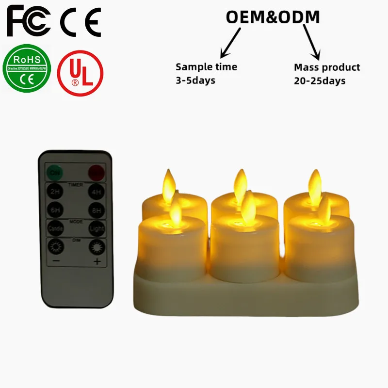 Eco-friendly Rechargeable flickeirng led tealight with remote control flameless USB electronic candle set for Votive Home decor