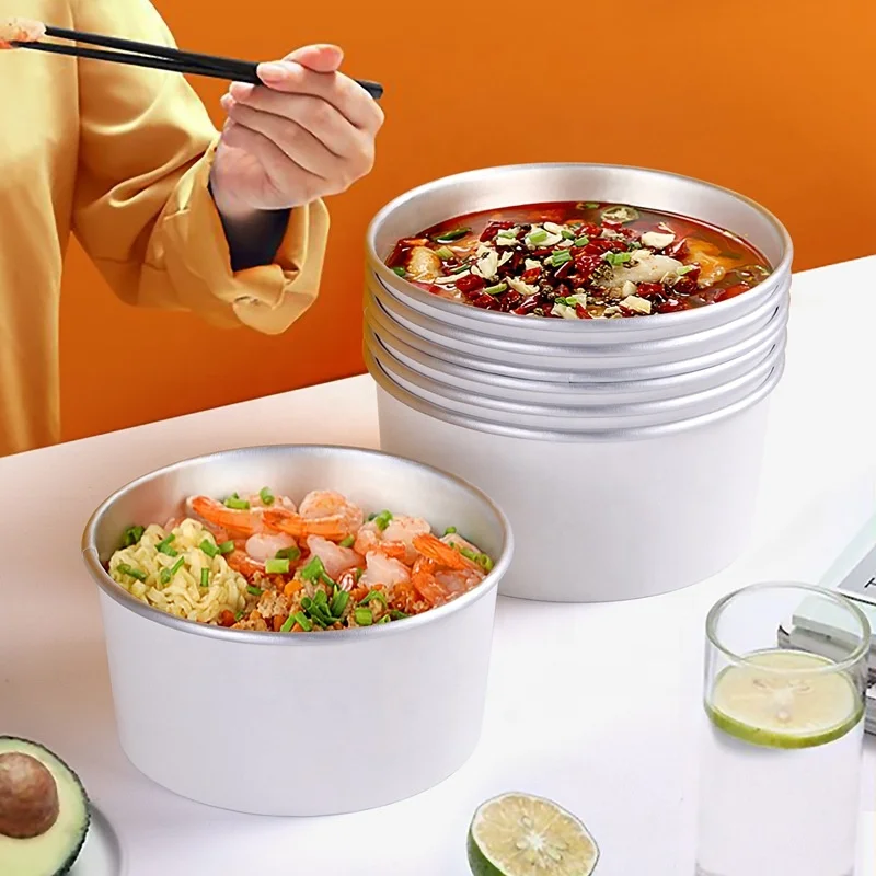 Одноразовые Пользовательские печати белый горячий суп контейнер алюминиевая пищевая бумажная миска