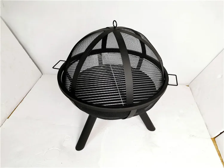 24Inch Ball Shaped Flaming Wood Burning Steelmetal gas Firepit Stand Modern Outdoor Steel