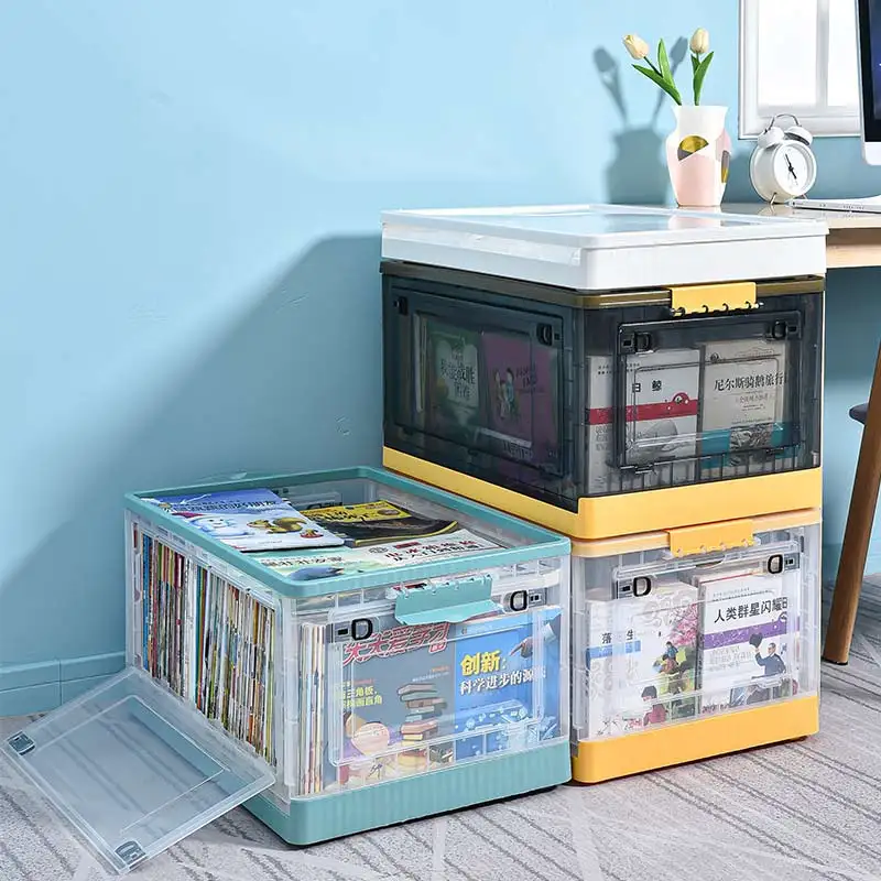 Household Clothes Toys organizer Stackable Folding Storage Bins collapsible With Wheels Foldable Plastic Storage Box