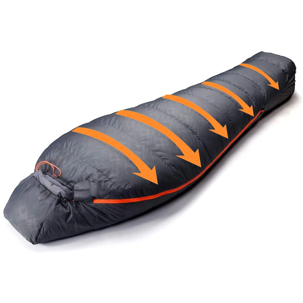 Ultra-low cold climb duck goose down filled adult mummy style sleeping bag waterproof comfort