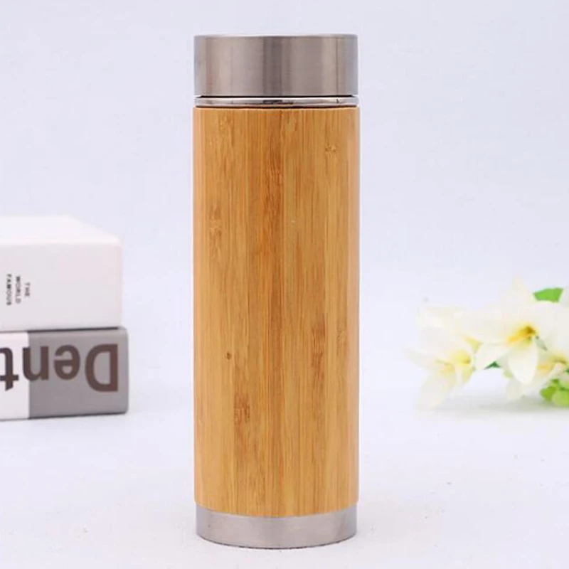 Bamboo fiber reusable coffee cup for stainless steel coffee water bottle