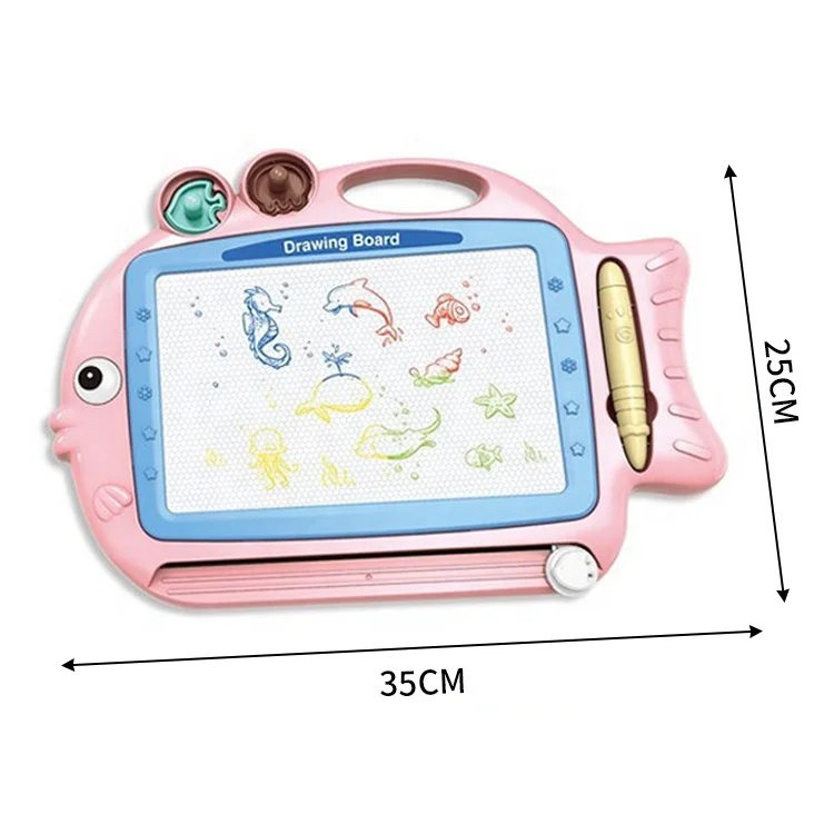 
Educational Pattern Stamp Fish Shape Learning Writing Magnetic Drawing Board Toy For Children 