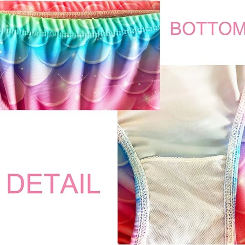 3-Piece Mermaid costume tail swimsuit girl princess skirt swimsuit suit children mermaid suit tail custom print pattern for kids