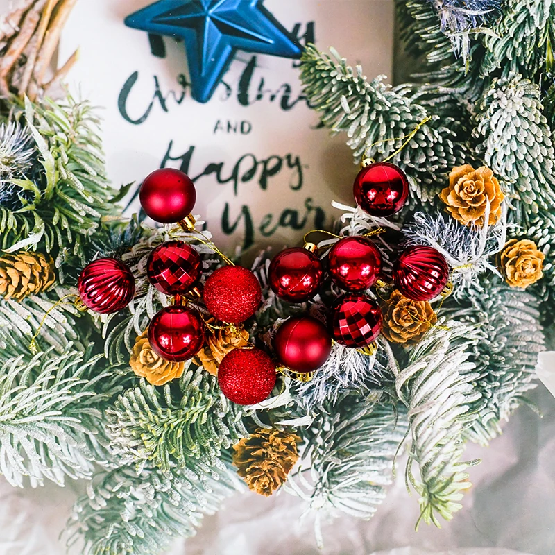 36Pcs Red Christmas Holiday Hanging Balls 5 Style for Xmas Tree Birthday Halloween Holiday Wedding Christmas